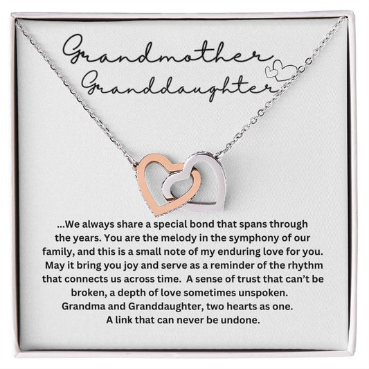 Grandmother to Granddaughter Interlocking Heart Necklace Valentine's Day Gift